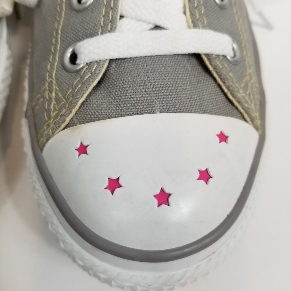 Converse All Star Women's Girls Double Tongue Low Top Sneakers Gray Pink Blue - Picture 5 of 9